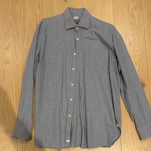 Men's Blue Gray Casual Button-Down Shirt